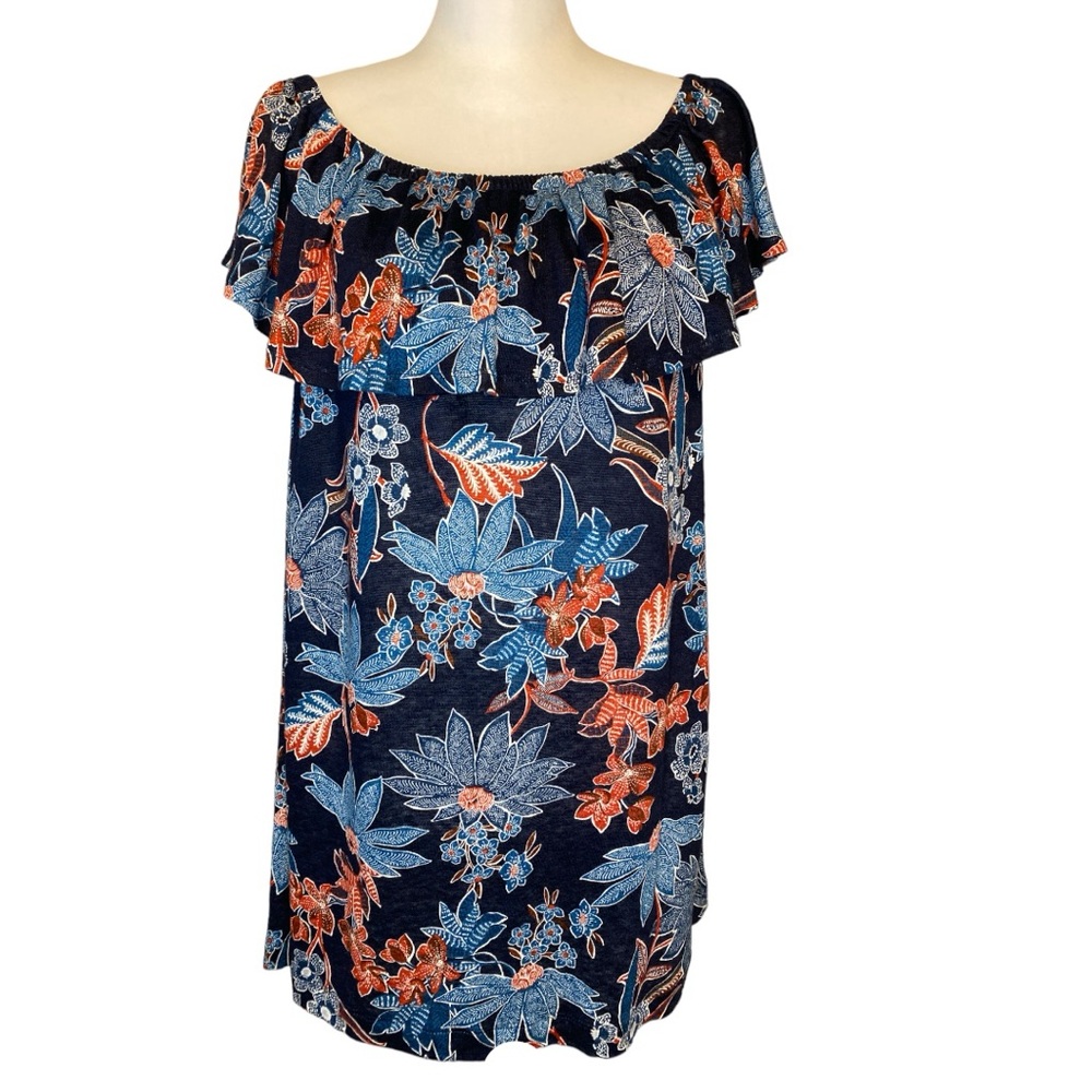 J. Jill Love Linen Floral Ruffle Sleeve/Off Shoulder Top Size‎ L